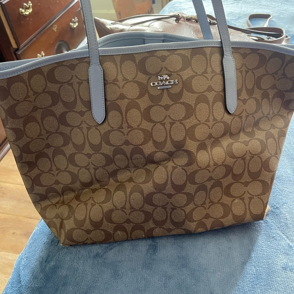 Coach Brown and Gray Signature Tote